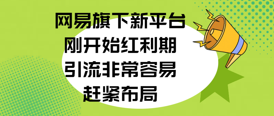 网易旗下新平台,刚开始红利期,引流非常容易,赶紧布局