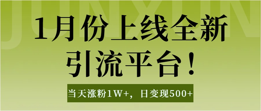 1月上线全新引流平台,当天涨粉1W+,日变现500+工具无脑涨粉,解放双手操作简单