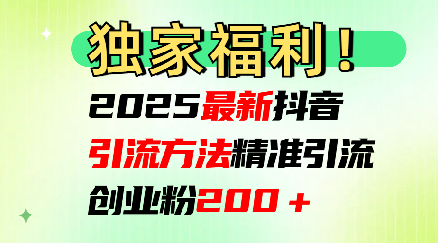 2025最新抖音引流方法每日精准引流创业粉200+