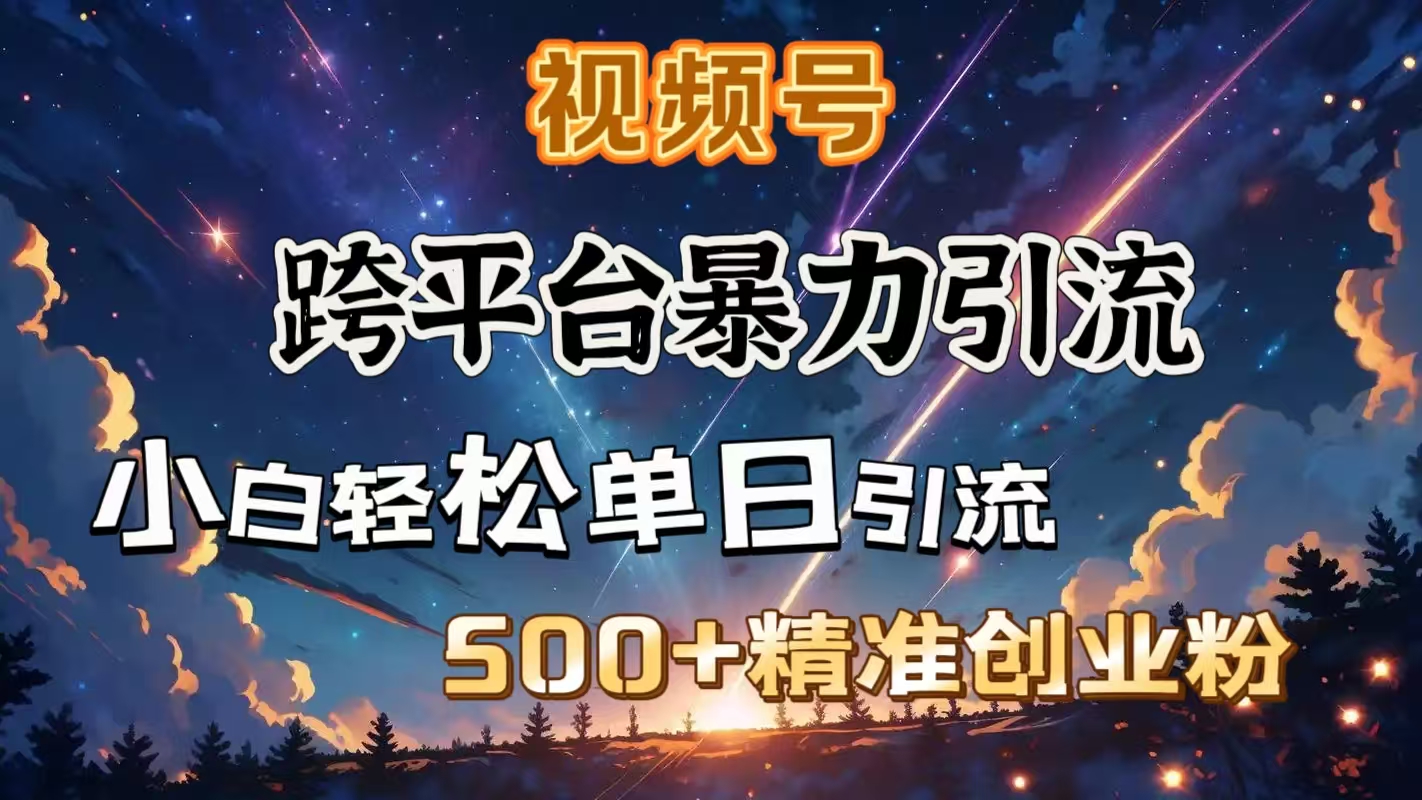 视频号跨平台暴力引流,小白轻松单日引流500+精准创业粉