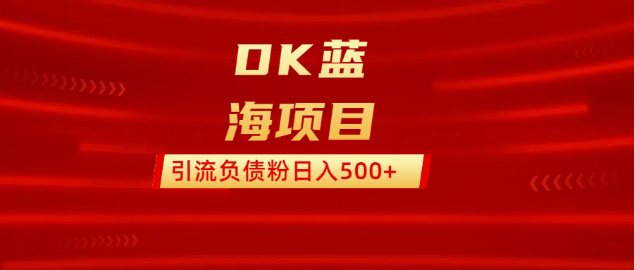 DK蓝海项目 通过,抖音,快手,小红书,引流负债粉日入500+