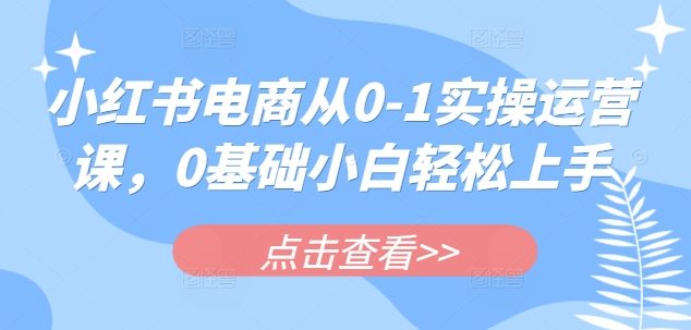 小红书电商从0-1实操运营课,0基础小白轻松上手