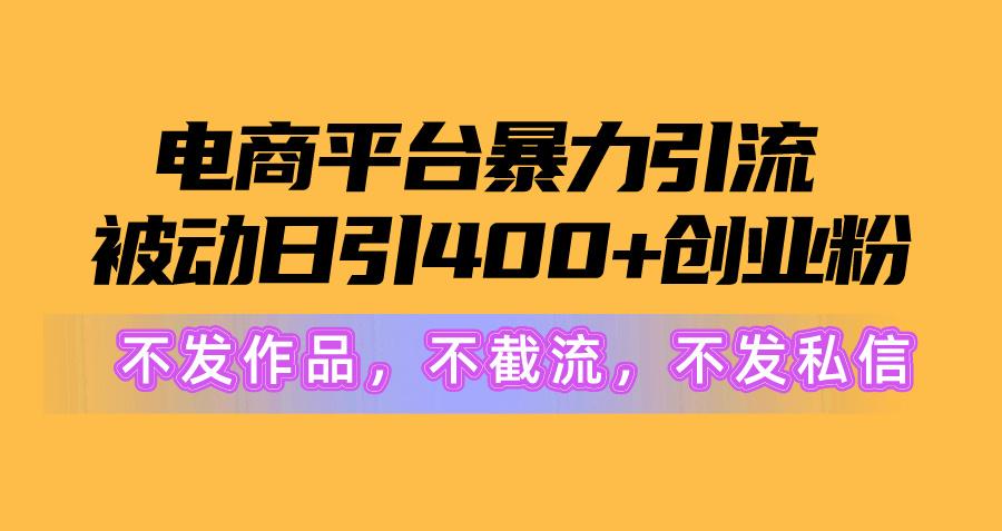 电商平台暴力引流,被动日引400+创业粉不发作品,不截流,不发私信