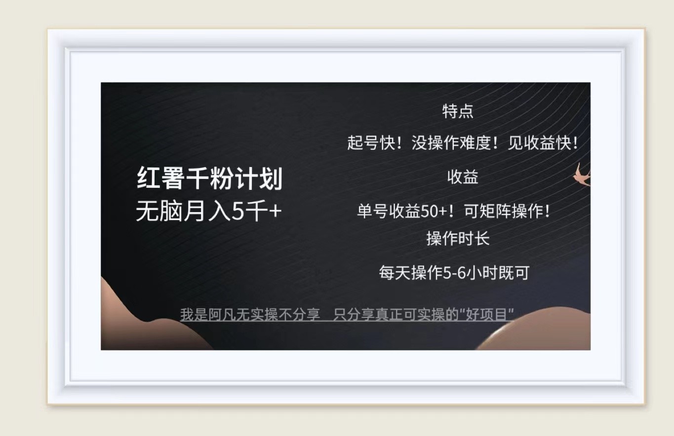 红薯千粉计划无脑月入5千+!既做既赚!