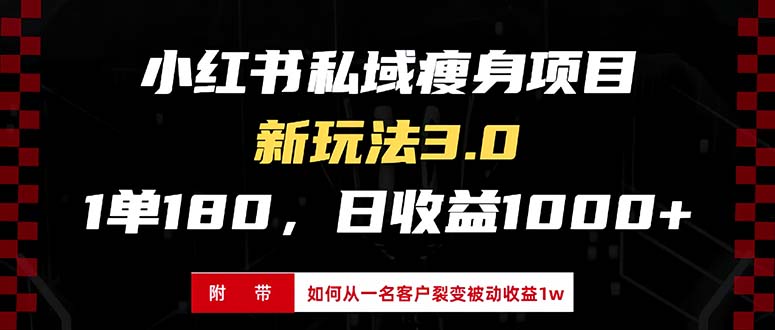 小红书瘦身项目3.0模式,新手小白日赚收益1000+(附从一名客户裂变收益...