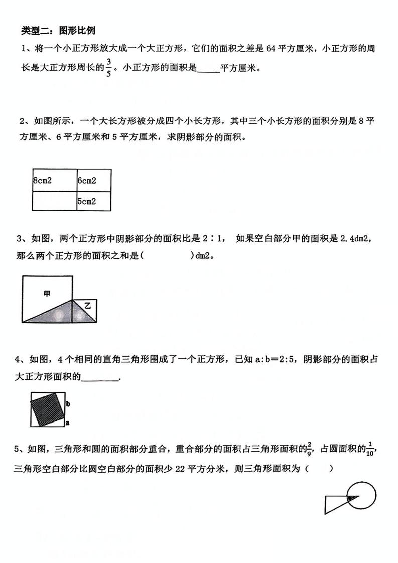 六下数学《数学期中期末常考比例的重点题型》