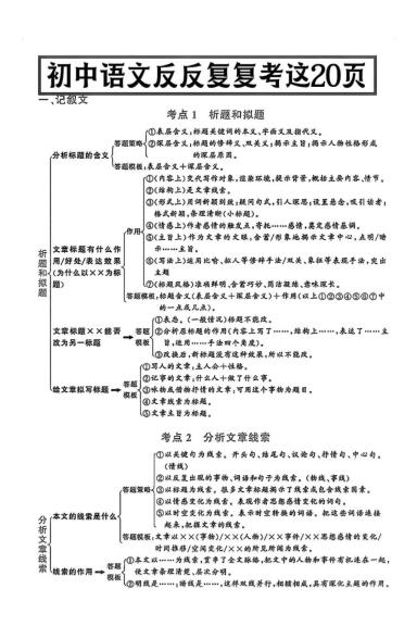 八年级上语文答题模式