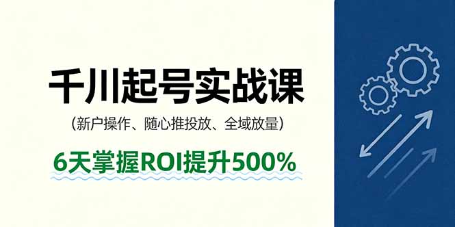 抖音千川起号实战课,新户操作,随心推投放,全域放量,6天掌握ROI提升500%