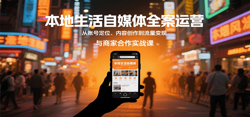 本地生活自媒体全案运营，从账号定位、内容创作到流量变现与商家合作实战课