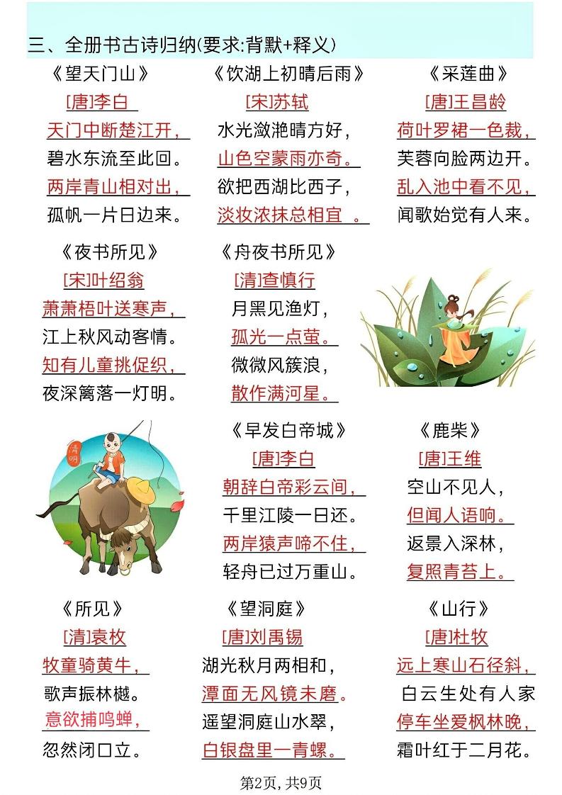 新三上语文全册知识点汇总（9页）