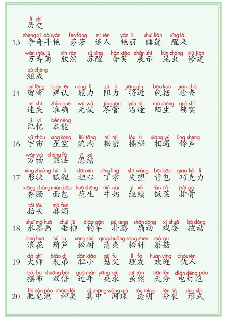 【词语表+写字表+识字表】三表注音版8页三下语文