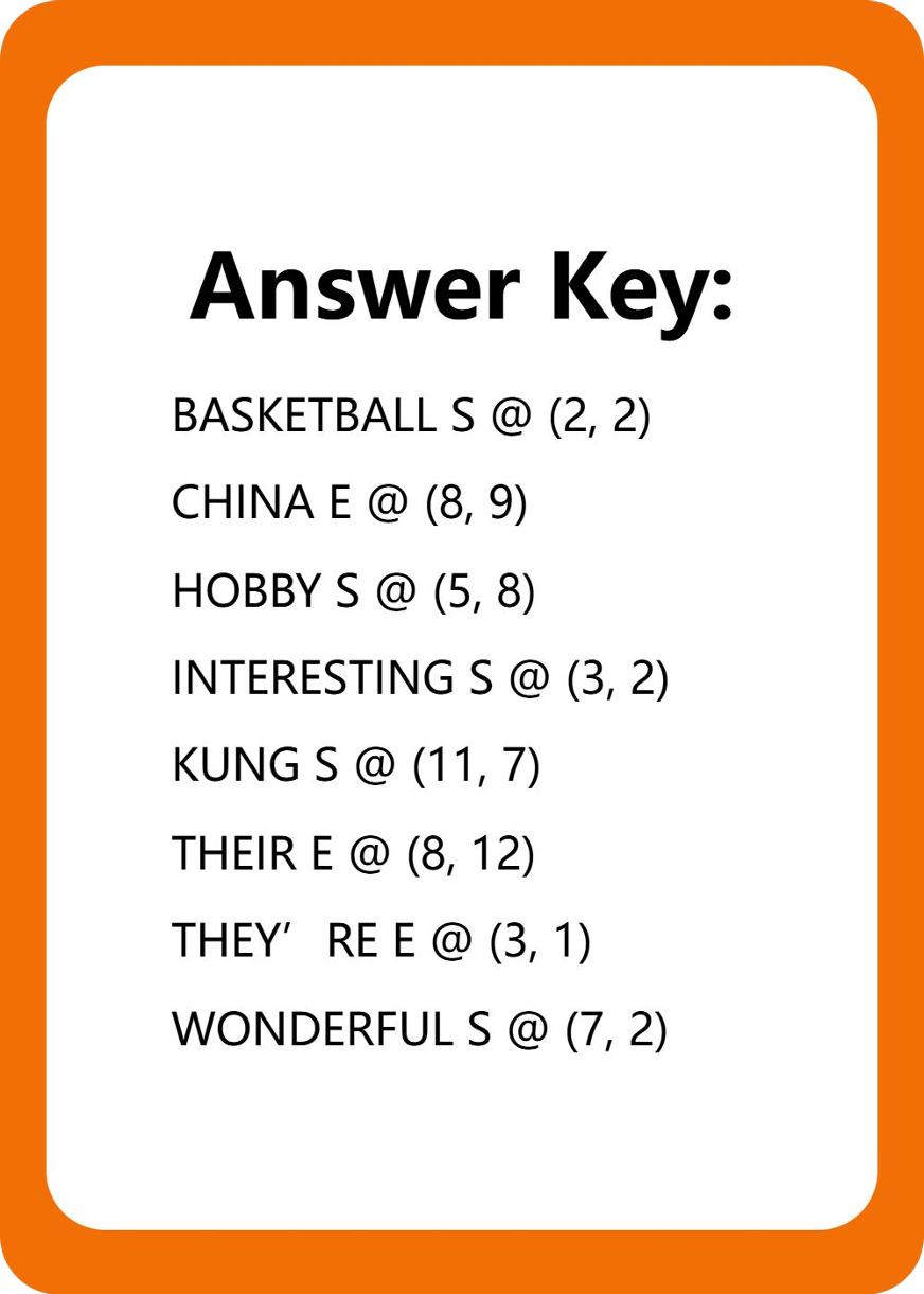 25秋闽教版四上英语字谜游戏U3