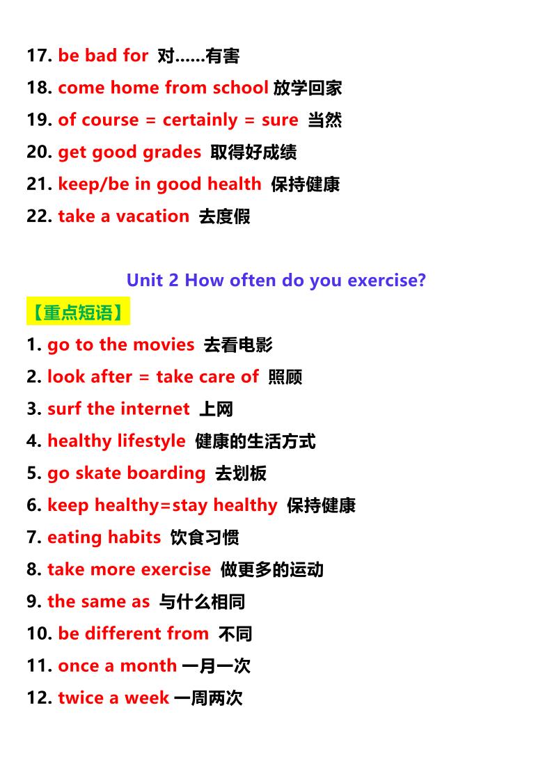 【2025秋新版】八年级上册英语期末必背重点短语归纳
