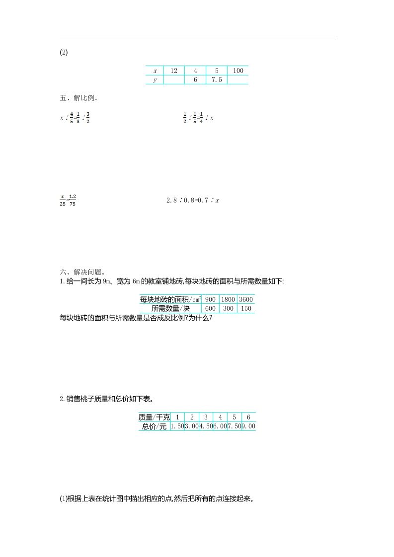 六下苏教版数学第六单元测试卷-1