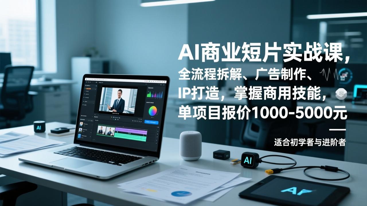 AI商业短片实战课,全流程拆解、广告制作、IP打造,掌握商用技能,单项目报价1000-5000元