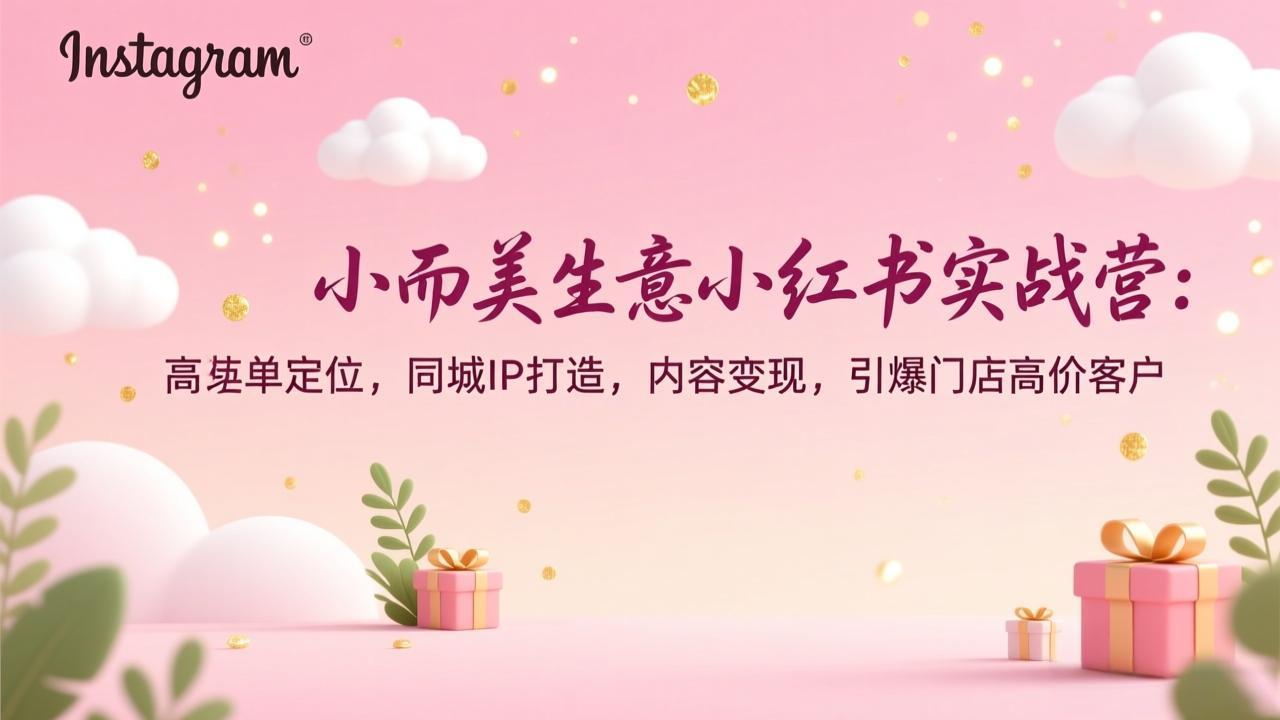 小而美生意小红书实战营:高客单定位,同城IP打造,内容变现,引爆门店高价客户