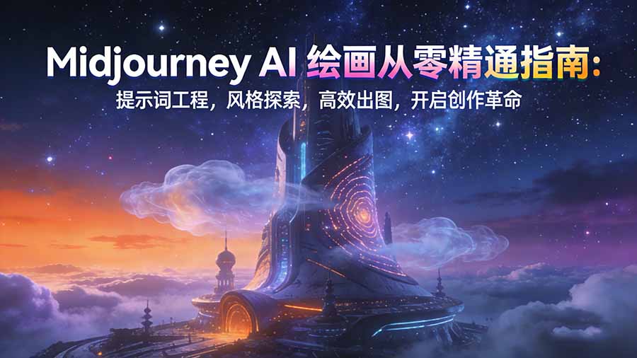 Midjourney AI绘画从零精通指南:提示词工程,风格探索,高效出图,开启创作革命