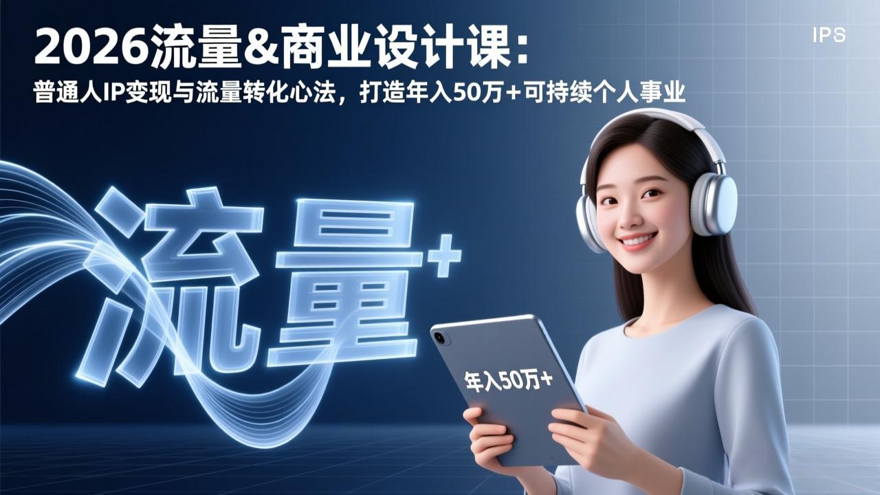 2026流量&amp;商业设计课：普通人IP变现与流量转化心法，打造年入50万+可持续个人事业