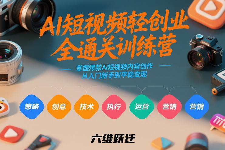 AI短视频轻创业全通关训练营，掌握爆款AI短视频内容创作，从入门新手到平稳变现的六维跃迁