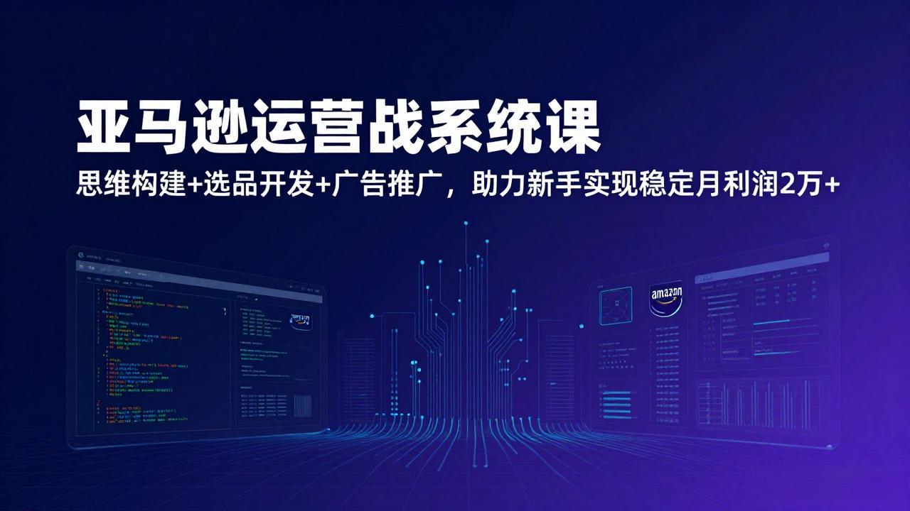 亚马逊运营实战系统课，思维构建+选品开发+广告推广，助力新手实现稳定月利润2万+(更新