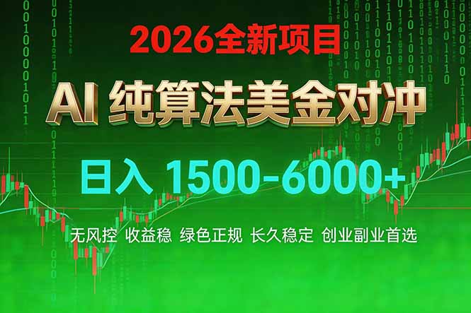 2026 全新美金对冲项目,不套平台赠金,不封号,纯算法对冲,日入 1500-6000+