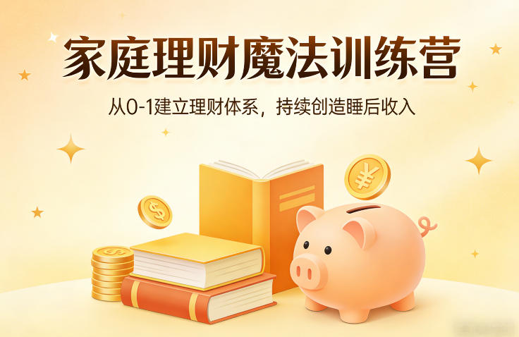 家庭理财魔法训练营,从0-1建立理财体系,持续创造睡后收入