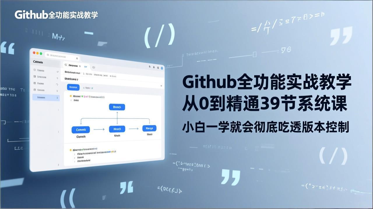 GitHub-全功能实战教学,从0到精通39节系统课,小白一学就会彻底吃透版本控制