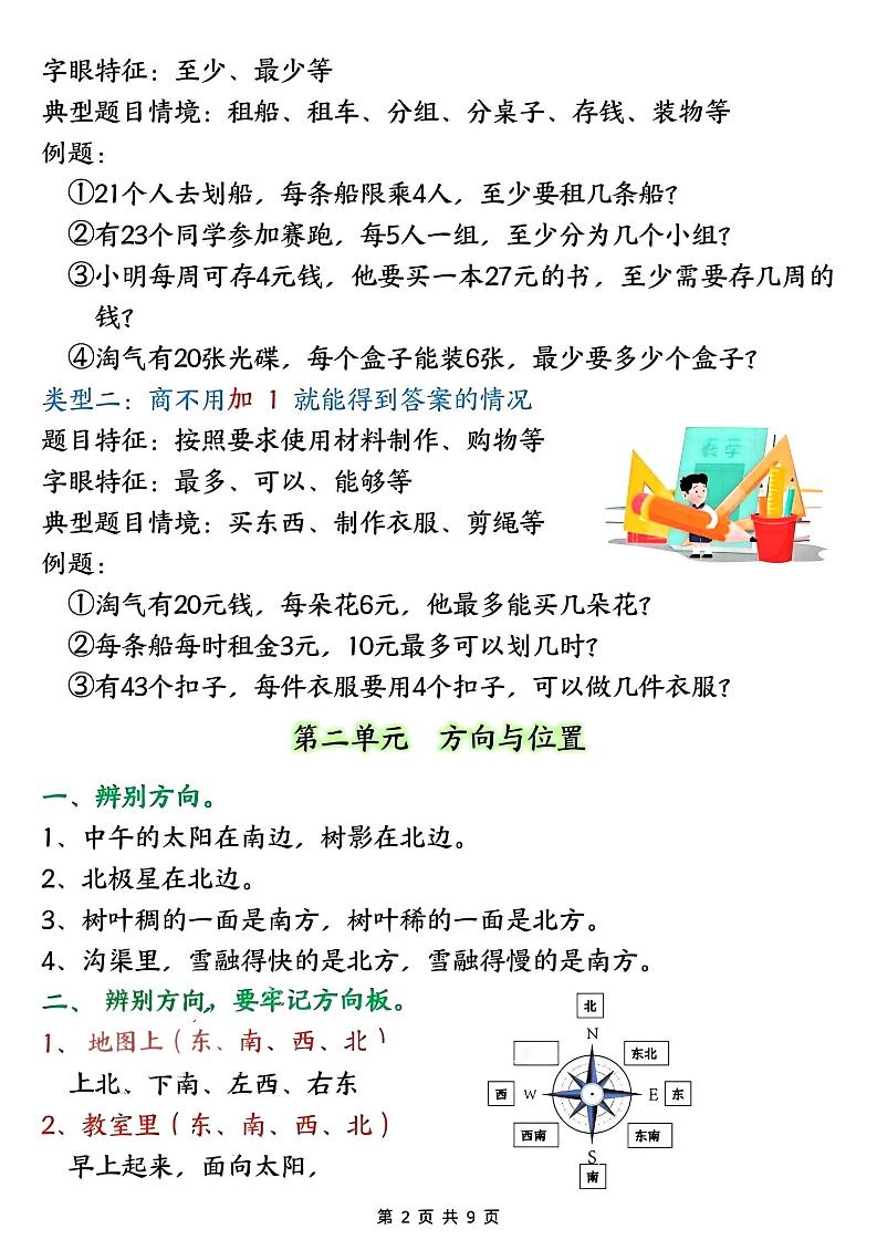 二年级下数学知识点大全《北师版》