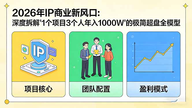2026年IP商业新风口:深度拆解“1个项目3个人年入1000W”的极简超盘全模型