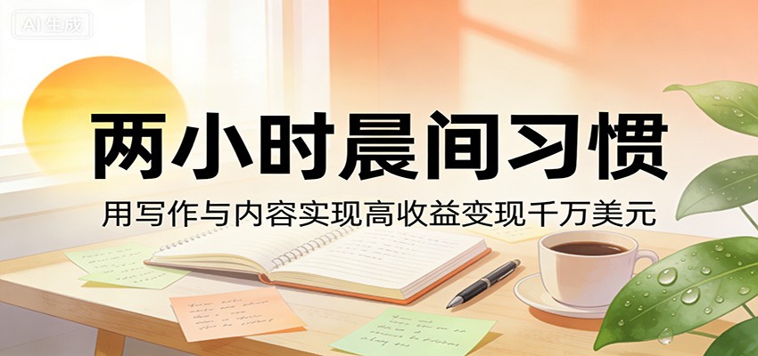 付费文章：两小时晨间习惯，用写作与内容实现高收益变现千万美元