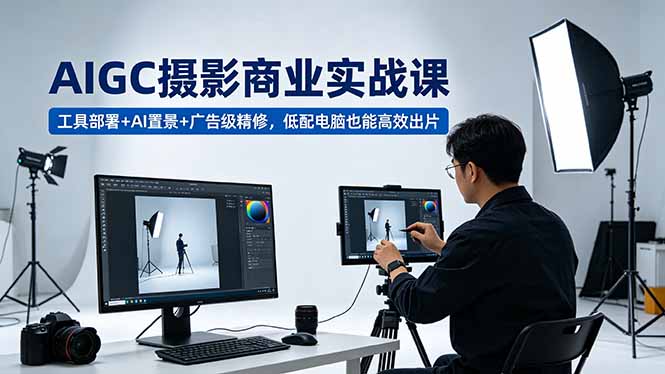 AIGC 摄影商业实战课，工具部署+AI置景+广告级精修，低配电脑也能高效出片