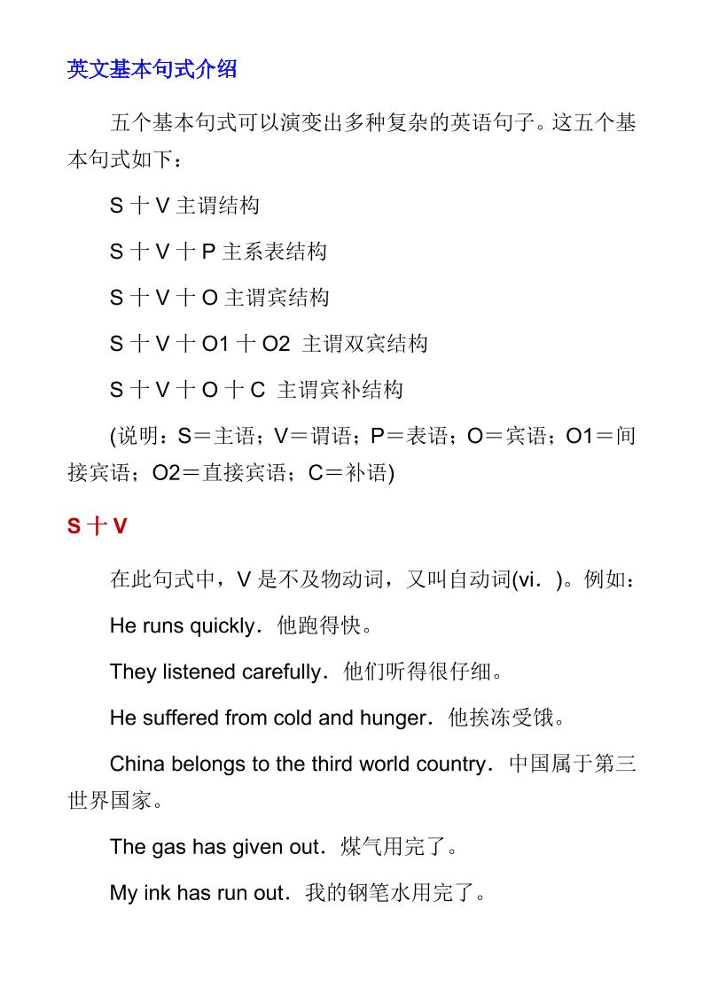 六年级下英语小学基本语法结构详解