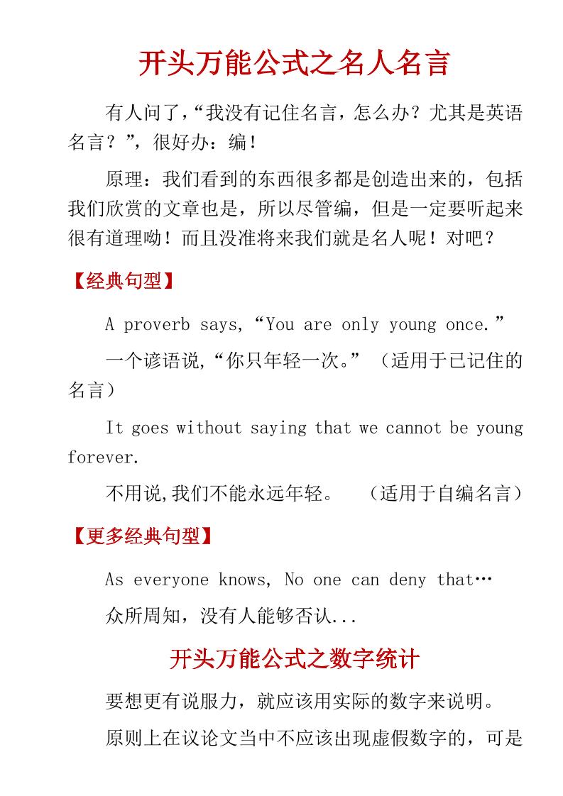 六年级下英语小学高分作文万能公式