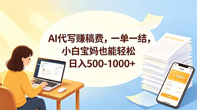 AI代写赚稿费,一单一结,小白宝妈也能轻松日入500-1000+