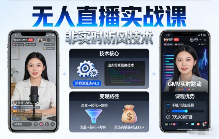 宝子哥无人直播实战课，非实时防风技术，聚焦抖音快手等平台直播带货，轻松开启直播变现之路（更新2026年6月7日）