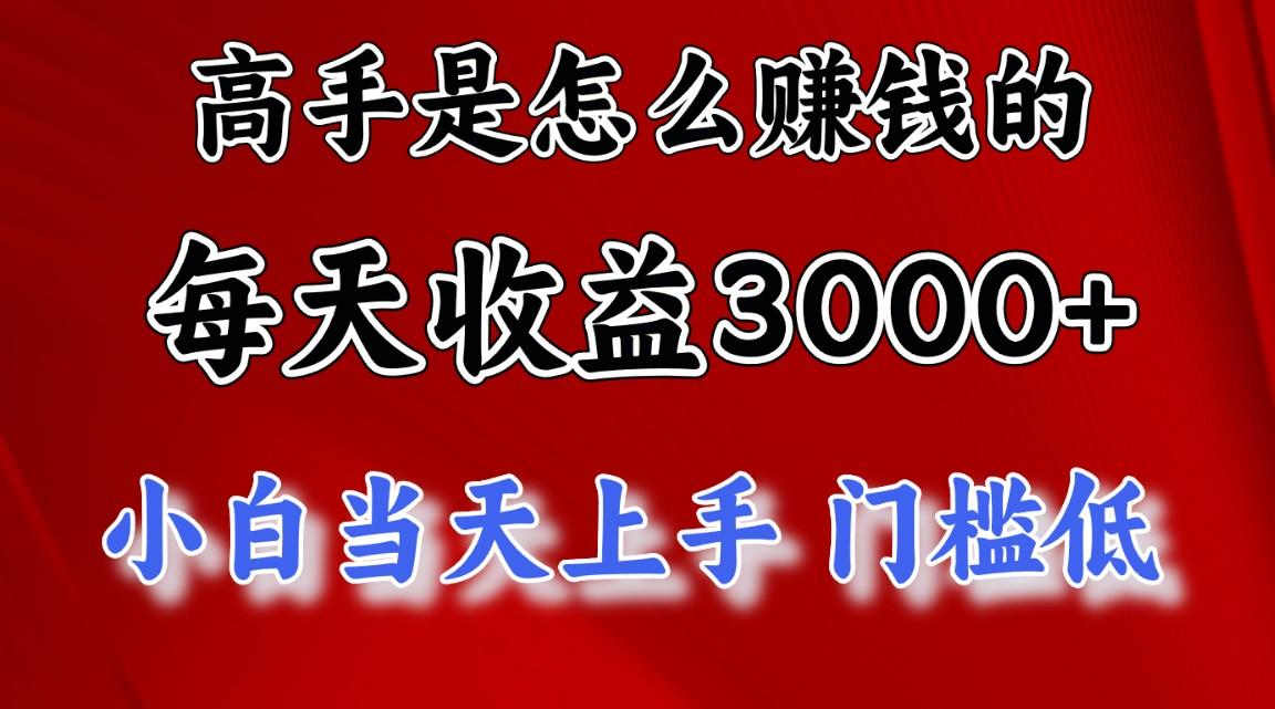 高手是怎么赚钱的,一天收益3000+ 这是穷人逆风翻盘的一个项目,非常稳...