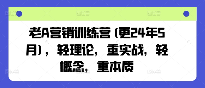 老A营销训练营(更24年9月),轻理论,重实战,轻概念,重本质
