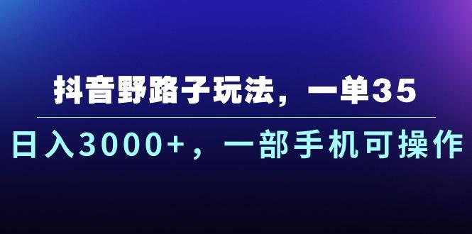 抖音野路子玩法,一单35.日入3000+,一部手机可操作