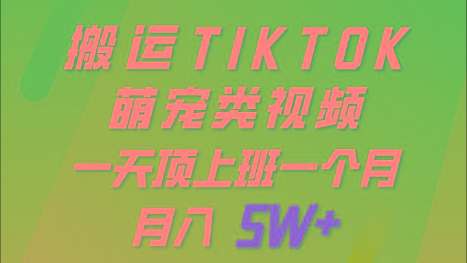 (9931期)一键搬运TIKTOK萌宠类视频 一部手机即可操作 所有平台均可发布 轻松月入5W+