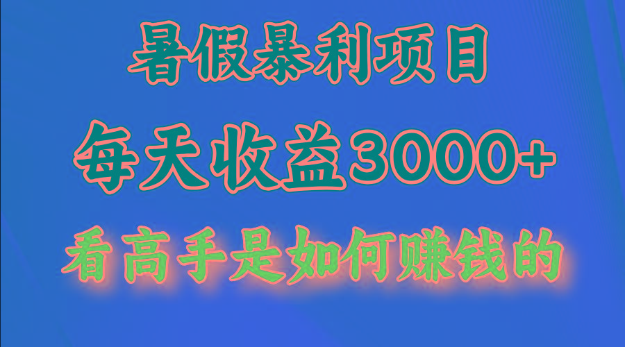 暑假暴力项目 1天收益3000+,视频号,快手,不露脸直播.次日结算