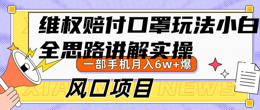 维权赔付口罩玩法,小白也能月入6w+,风口项目实操