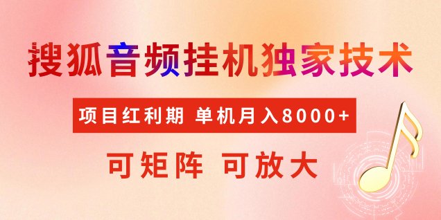 全网首发【搜狐音频挂机】独家技术,项目红利期,可矩阵可放大,稳定月入8000+