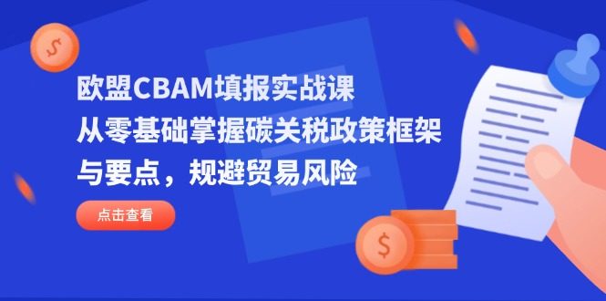 欧盟CBAM填报实战课,从零基础掌握碳关税政策框架与要点,规避贸易风险