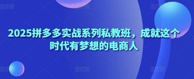 2025拼多多实战系列私教班,成就这个时代有梦想的电商人
