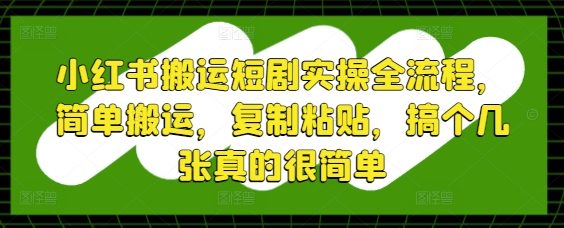小红书搬运短剧实操全流程,简单搬运,复制粘贴,搞个几张真的很简单