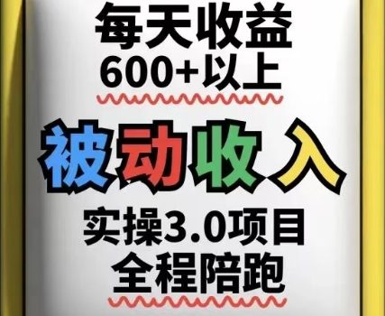 被动收入实操3.0项目,每天收益6张+以上,能长期操作