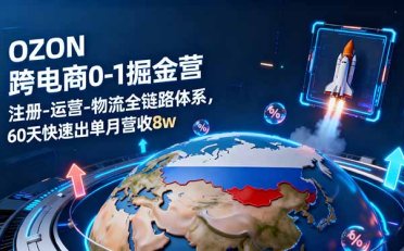 OZON跨境电商0-1掘金营:注册-运营-物流全链路体系,60天快速出单月营收8w