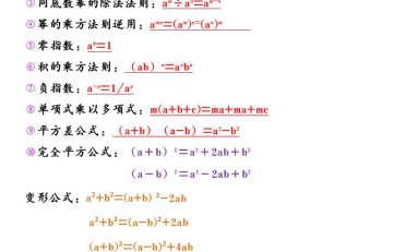 【2025秋新版】八年级上册数学计算公式汇总