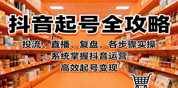 抖音起号全攻略,投流、直播、复盘,各步骤实操,系统掌握抖音运营,高效起号变现