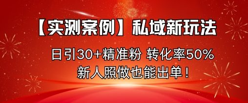 【实测案例】私域新玩法,日引30+精准粉,转化率50%,新人照做也能出单!